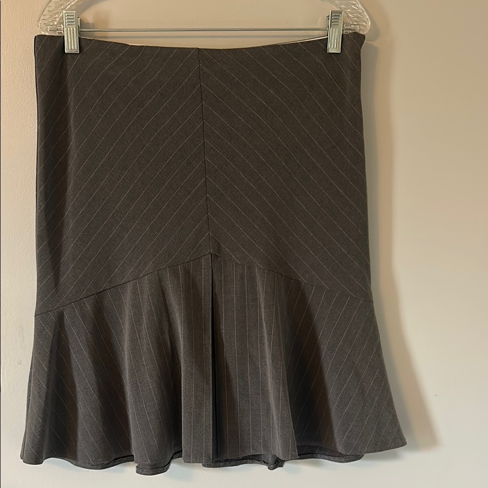 Elegant Grey and Pink Pinstripe Skirt